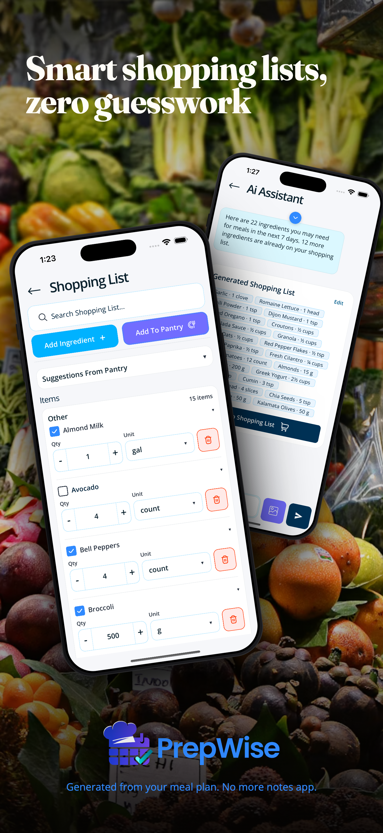 Smart shopping lists, zero guesswork